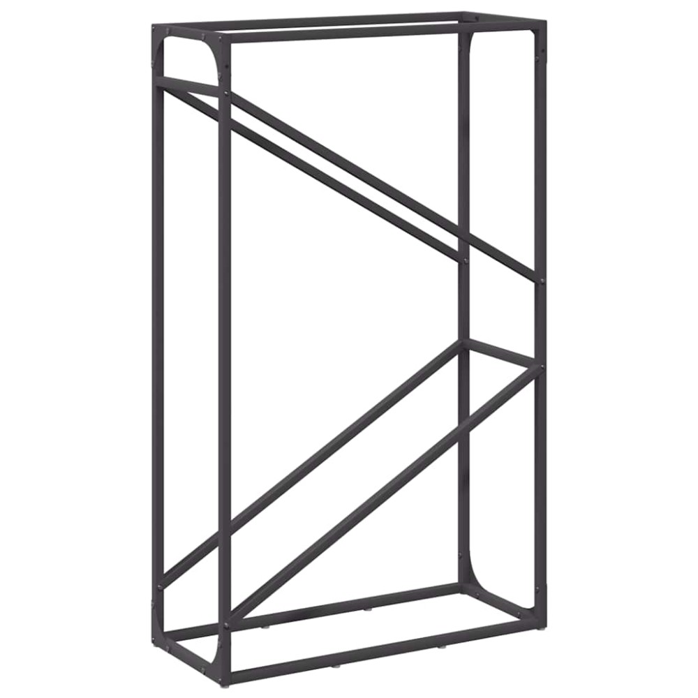 vidaXL Ράφι για καυσόξυλα Μαύρο 60x25x100 εκ. Ατσάλι ψυχρής έλασης