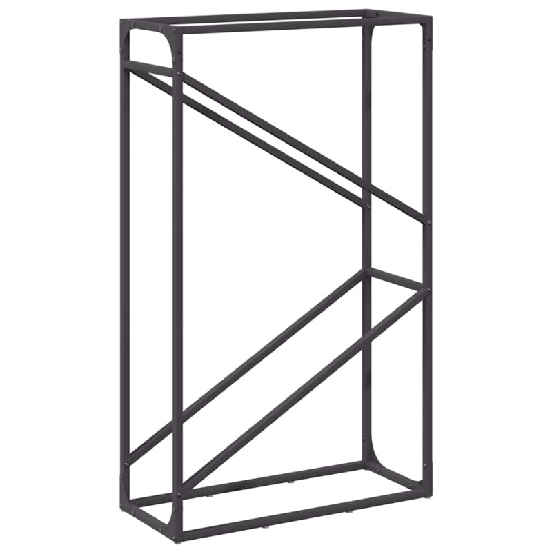 vidaXL Ράφι για καυσόξυλα Μαύρο 60x25x100 εκ. Ατσάλι ψυχρής έλασης