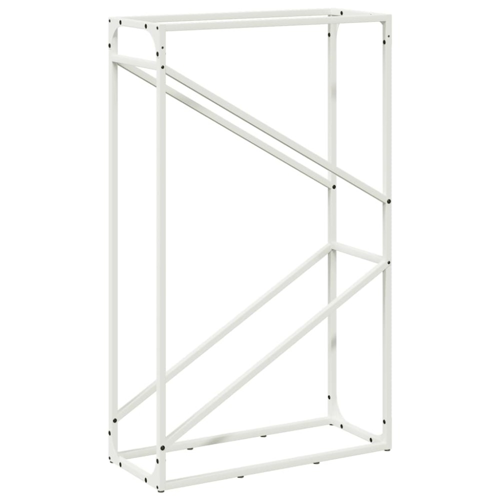 vidaXL Ράφι για καυσόξυλα Λευκό 60x25x100 εκ. Ατσάλι ψυχρής έλασης