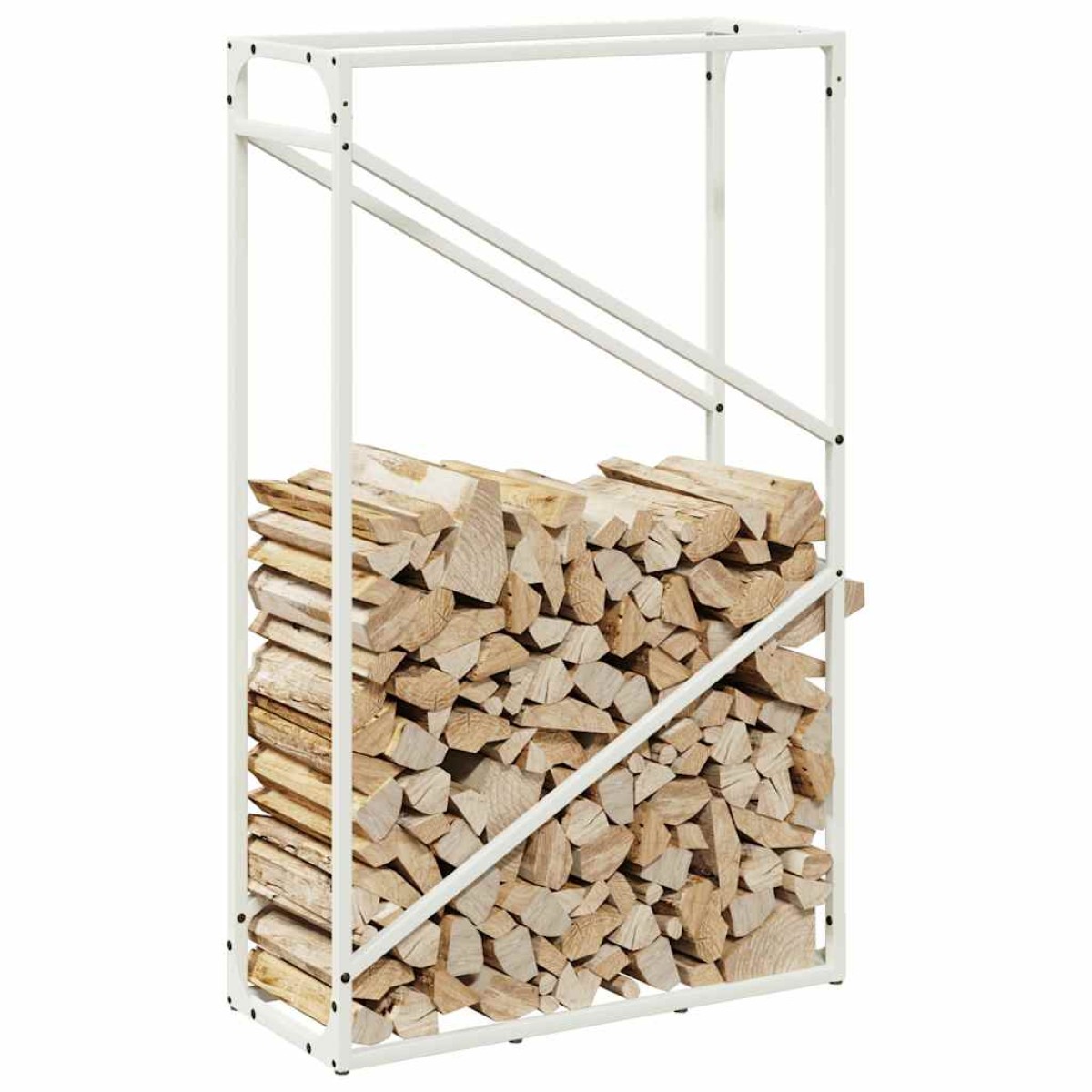 vidaXL Ράφι για καυσόξυλα Λευκό 60x25x100 εκ. Ατσάλι ψυχρής έλασης