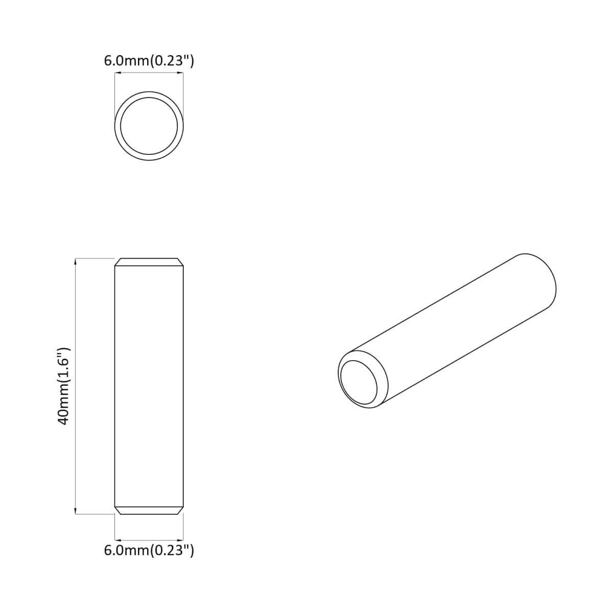 vidaXL Ξύλινοι Δακτύλιοι 2 τεμ. Φυσικό Ø 6 x 40 mm Στερεό ξύλο