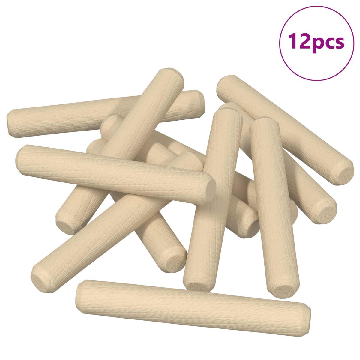 vidaXL Ξύλινοι Δακτύλιοι 12 τμχ. Καφέ Ø 8 x 50 χιλ. Μασίφ ξύλο