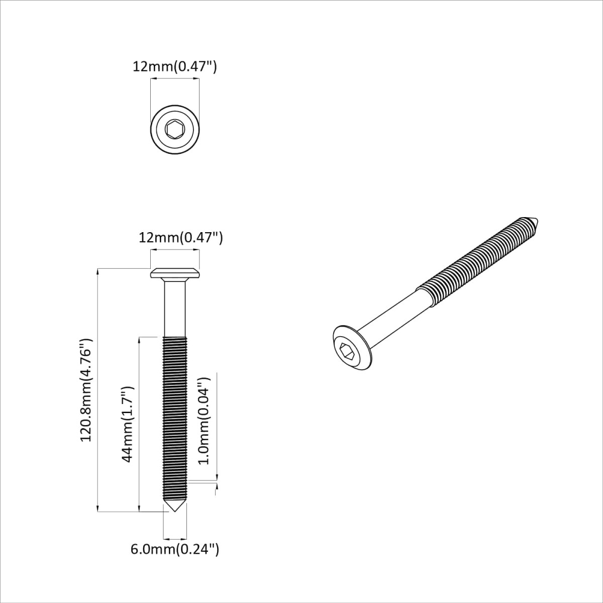vidaXL Βίδα 2 τμχ. Ασημί M6 x 100 χιλ. Ατσάλι