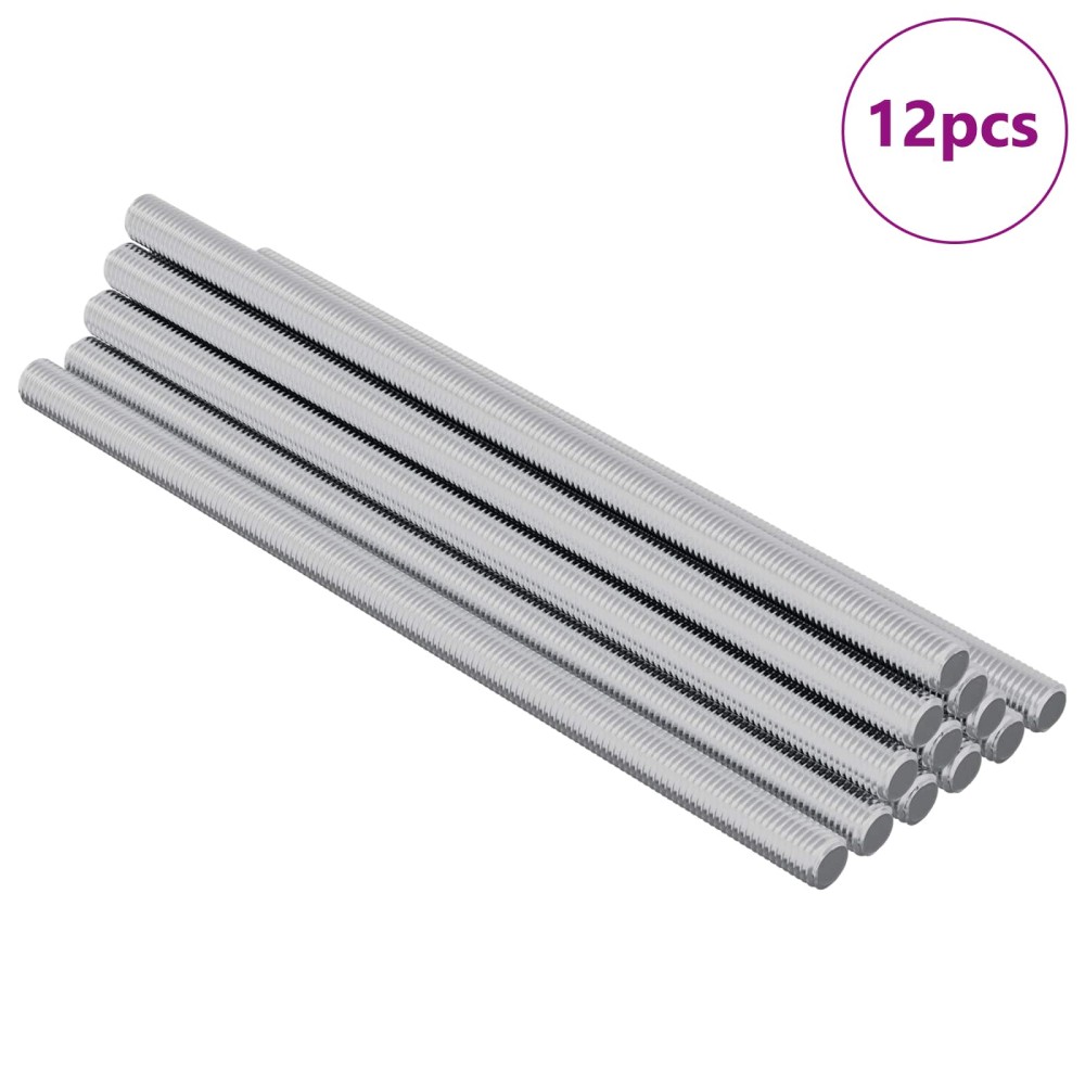 vidaXL Ράβδος Με Σπείρωμα 12 τμχ. Ασημί 6 x 120 mm Ατσάλι
