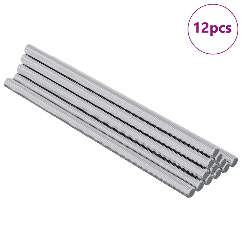 vidaXL Ράβδος Με Σπείρωμα 12 τμχ. Ασημί 6 x 135 mm Ατσάλι