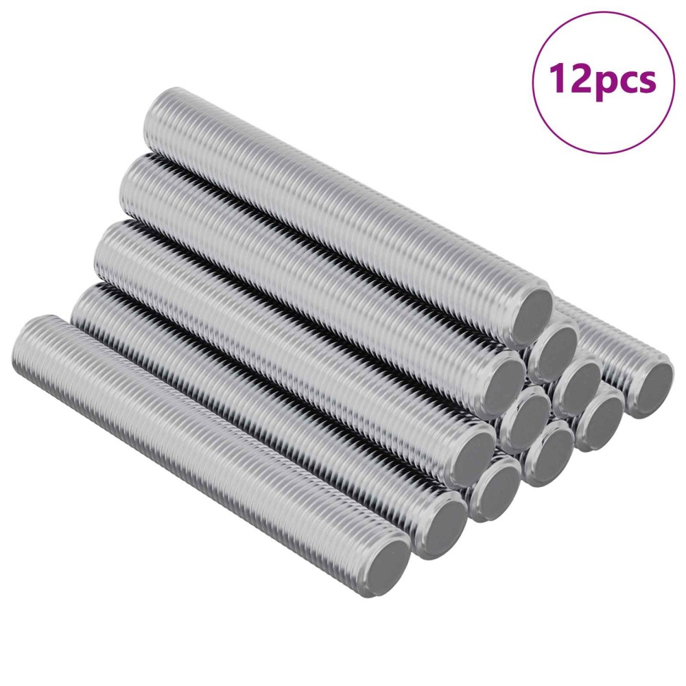vidaXL Ράβδος Με Σπείρωμα 12 τμχ. Ασημί 8 x 55 mm Ατσάλι
