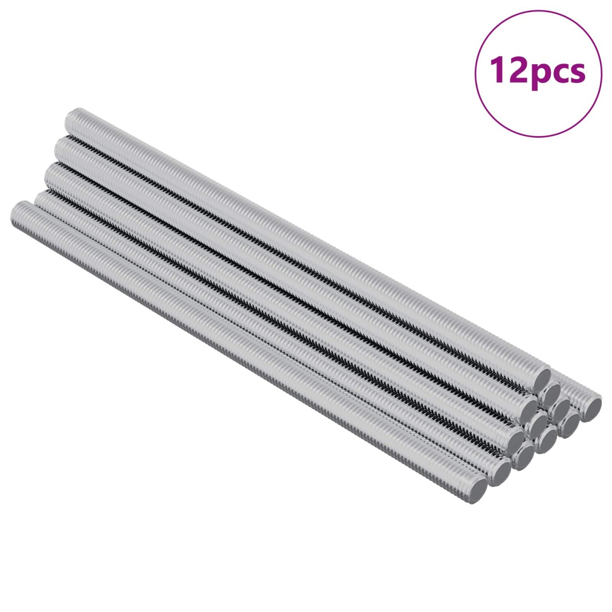 vidaXL Ράβδοι Με Σπείρωμα 12 τμχ. Ασημί M6 x 120 χλμ Μέταλλο