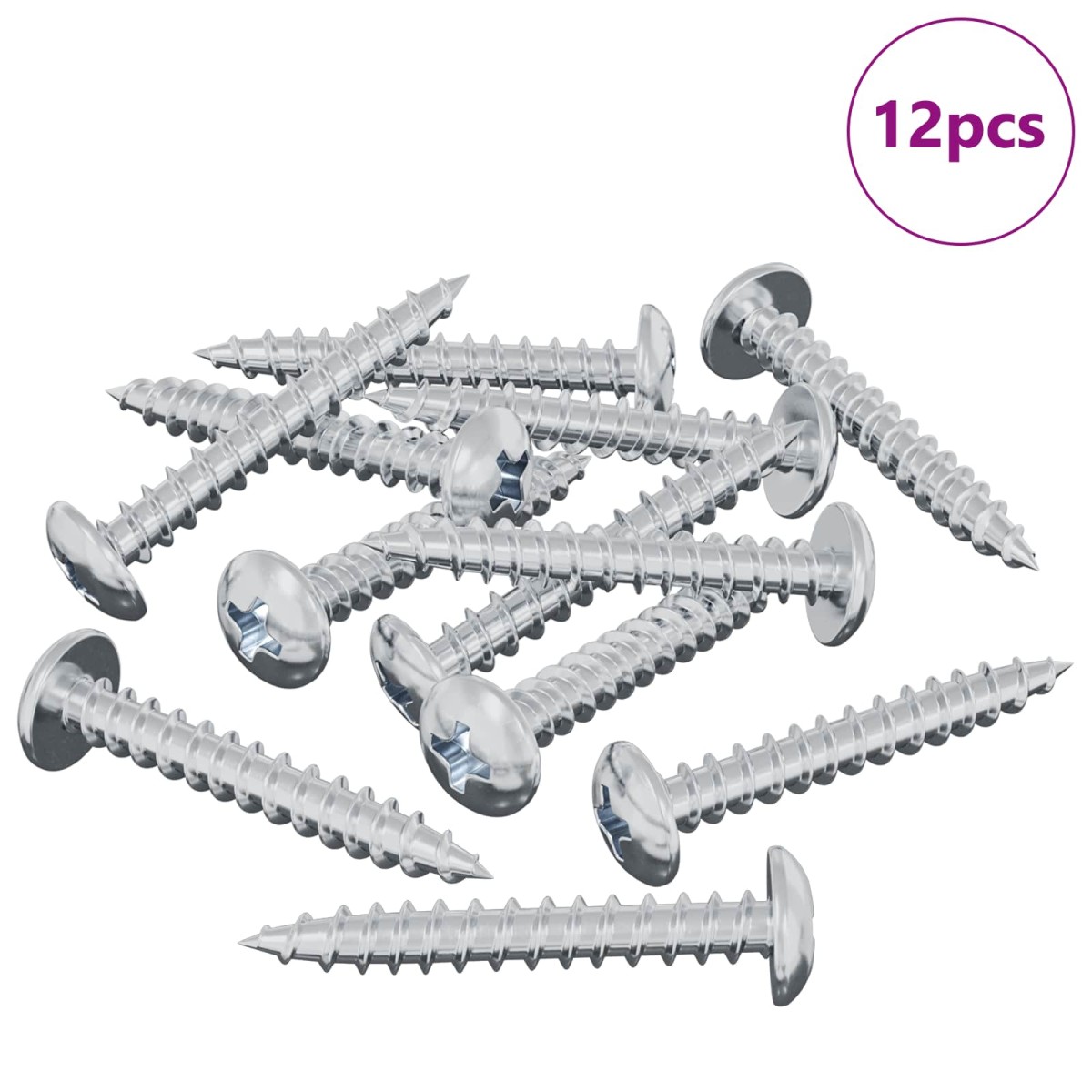 vidaXL Ξυλοβίδα 12 τεμ. Ασημί M4 x 28 mm Σίδερο