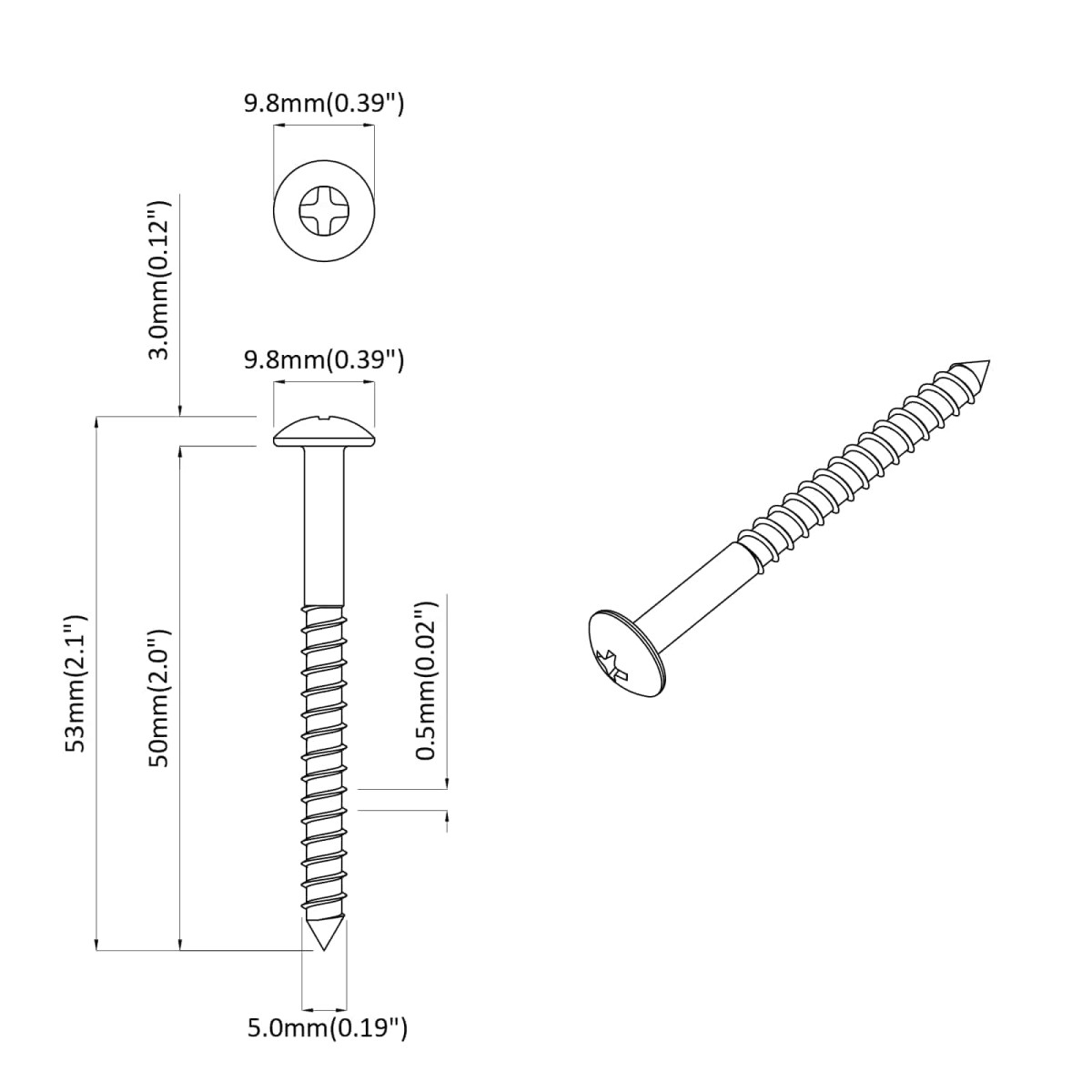 vidaXL Ξυλοβίδα 3273 τεμ. Ασημί 9,8 x 53 mm Ατσάλι