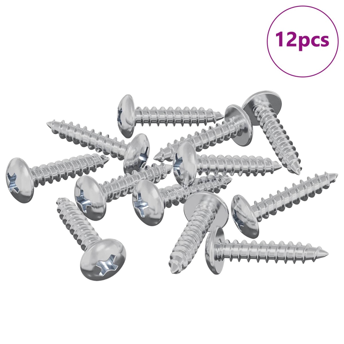 vidaXL Ξυλοβίδες 12 τεμ. Ασημί M3,5 x 20 mm Ατσάλι