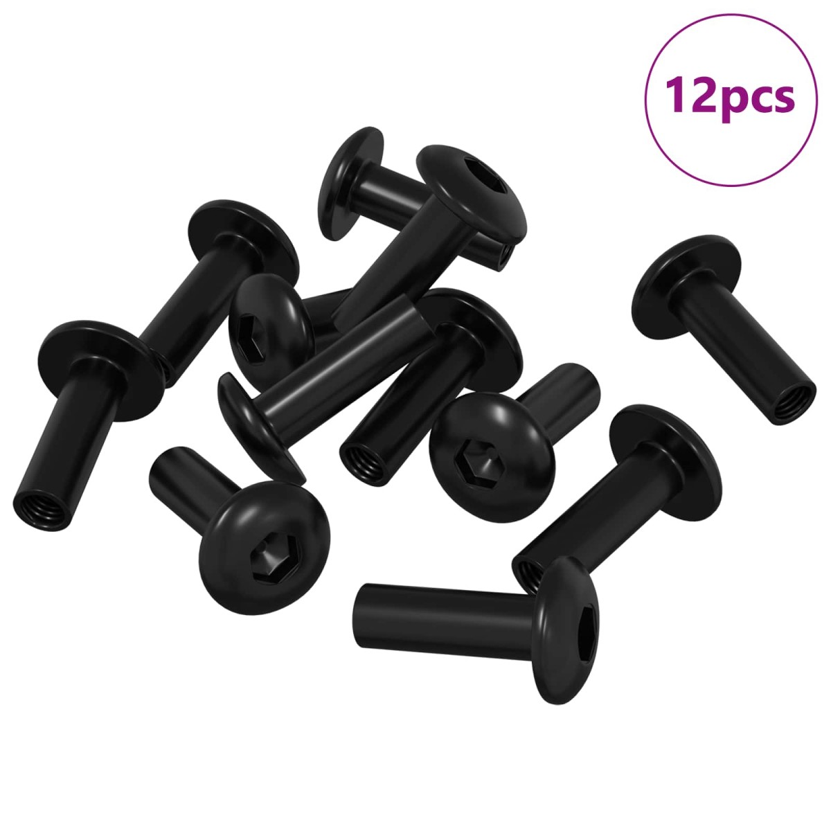 vidaXL Πριτσίνια Σωλήνα 12 τμχ. Μαύρο M4 x 14,5 mm Μέταλλο