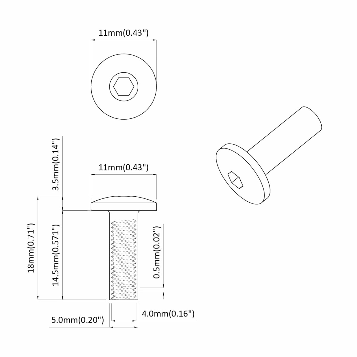 vidaXL Πριτσίνια Σωλήνα 12 τμχ. Μαύρο M4 x 14,5 mm Μέταλλο