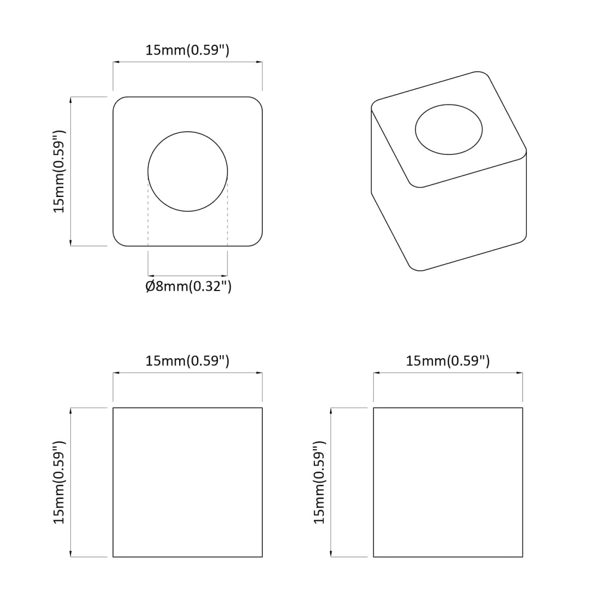 vidaXL Κρατητής Συρταριού 2 τμχ. Μαύρο 15 x 15 x 15mm PP Κοπλυμερές