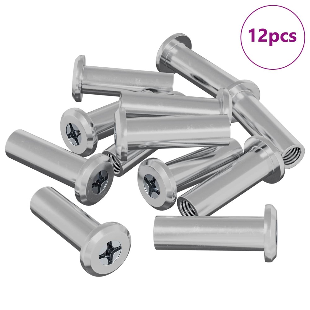 vidaXL Παξιμάδι Κλειδώματος 12 τμχ. Ασημί M6 x 25 mm Ατσάλι