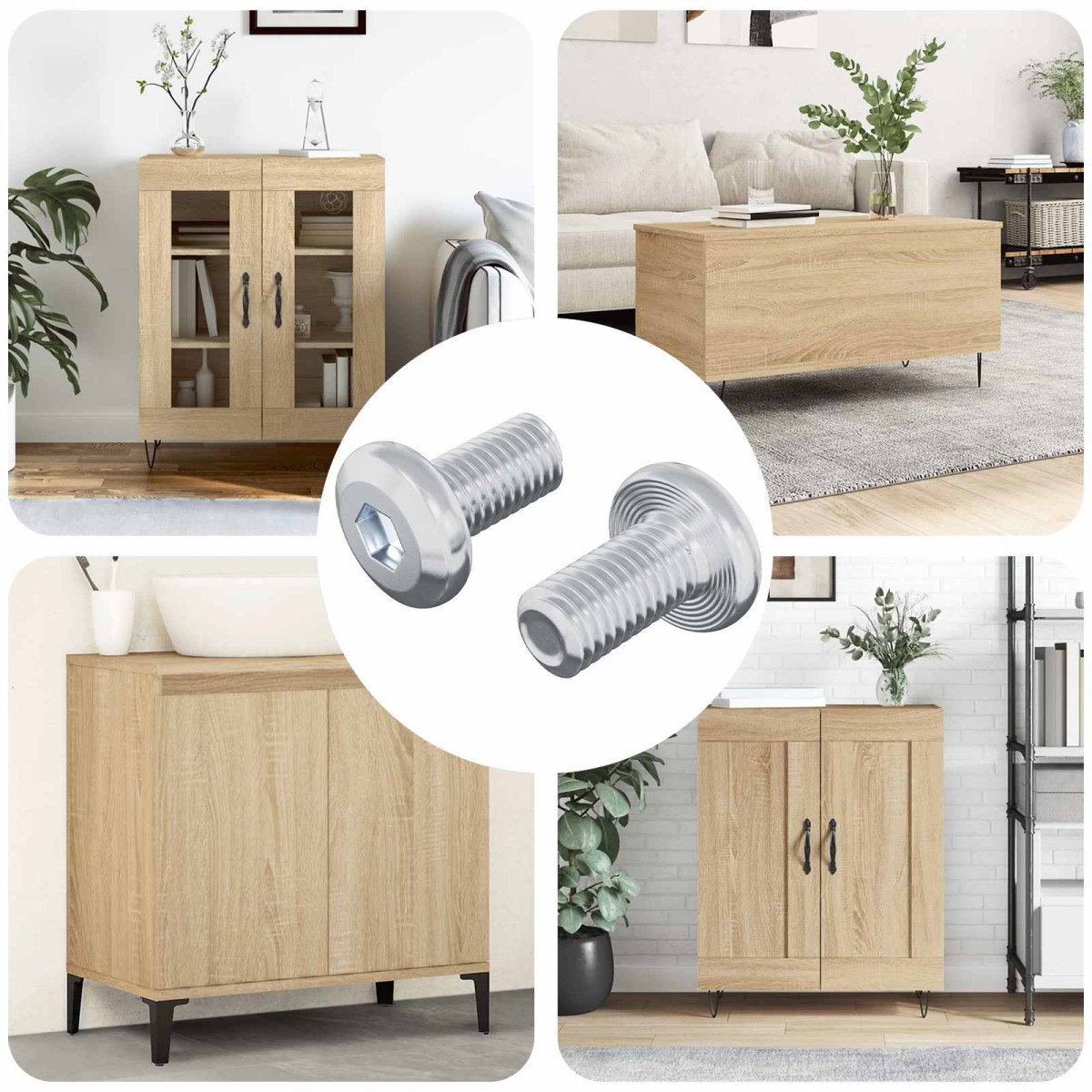 vidaXL Βίδα κλειδώματος Μονόχρωμο 2 τεμ. Ασημί M6 x 12 mm Ατσάλι