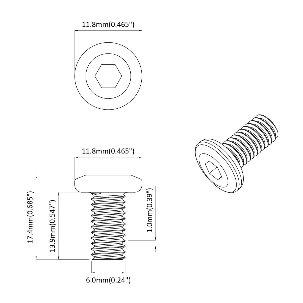 vidaXL Βίδα με κλειδί κεφαλής 2 τμχ. Ασημί M6 x 15 mm Ατσάλι