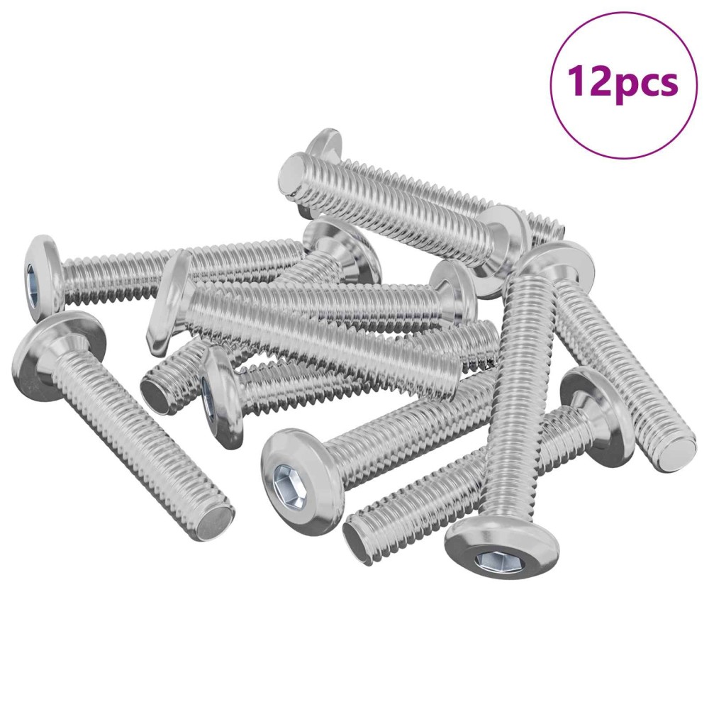 vidaXL Βίδα με κλειδί κεφαλής 12 τμχ. Ασημί M6 x 30 χιλ. Ατσάλι