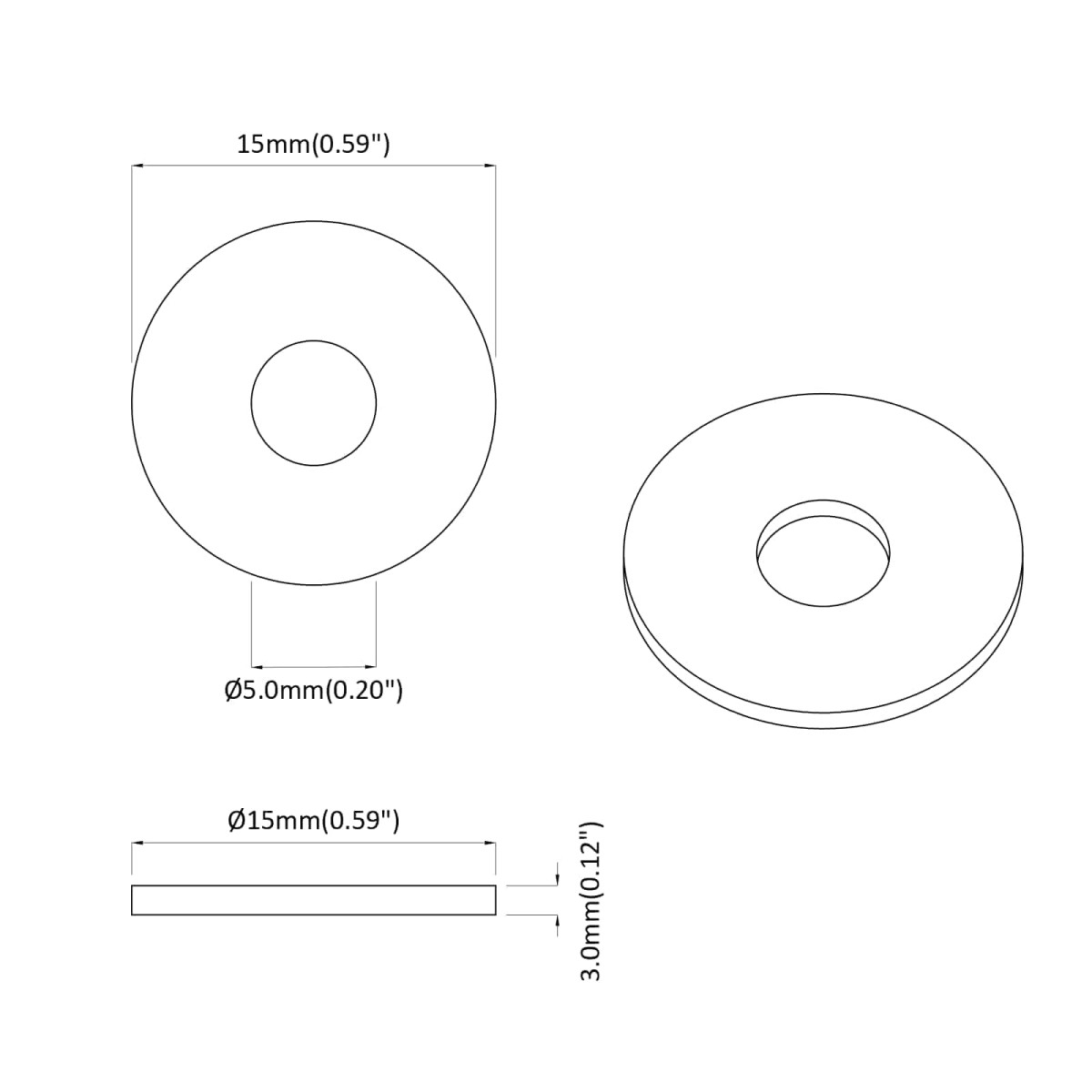 vidaXL κατάλληλο για επίπεδο ροδέλα 2 τμχ. Μαύρο ∅15 x 3 mm