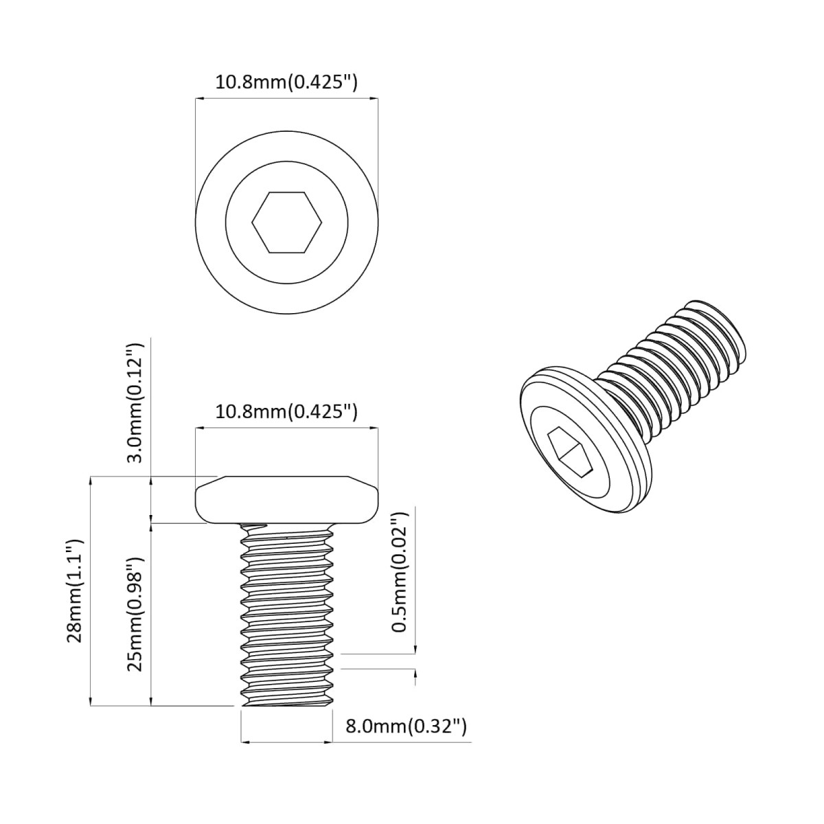 vidaXL Βίδα 12 τεμ. Ασημί 8 x 25 mm Ατσάλι