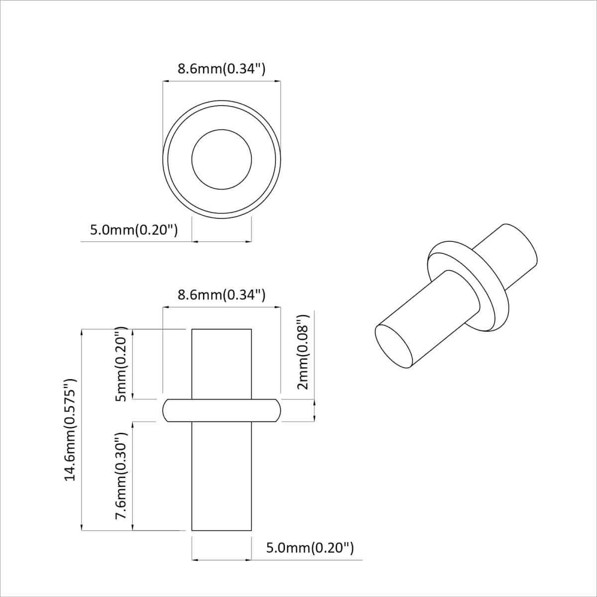 vidaXL Στήριγμα Ραφιού 2 τμχ. Ασημί 8,6 x 8,6 x 14,6 mm Ατσάλι