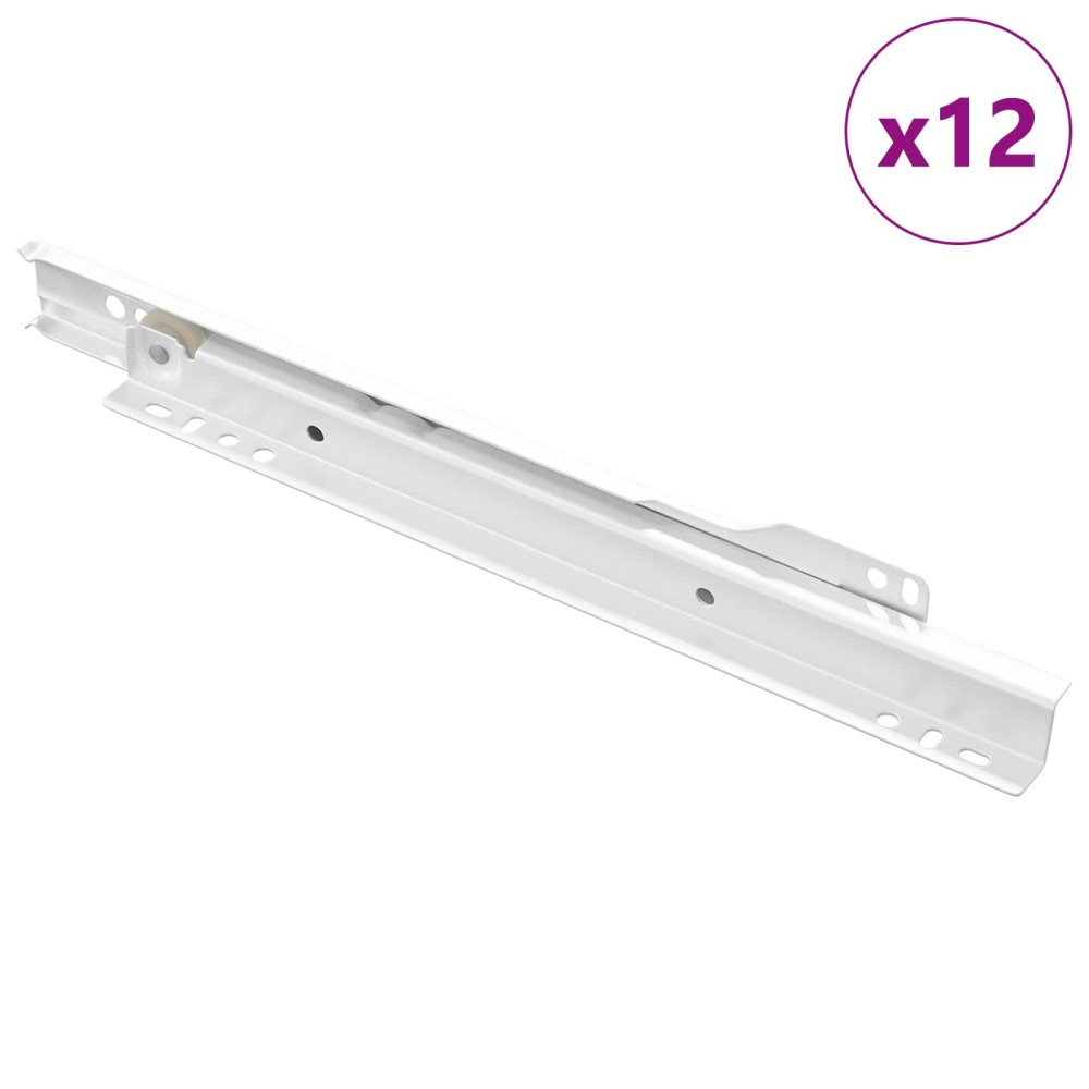 vidaXL Οδηγός Συρταριού 12 τμχ. Λευκό 250 mm Ατσάλι