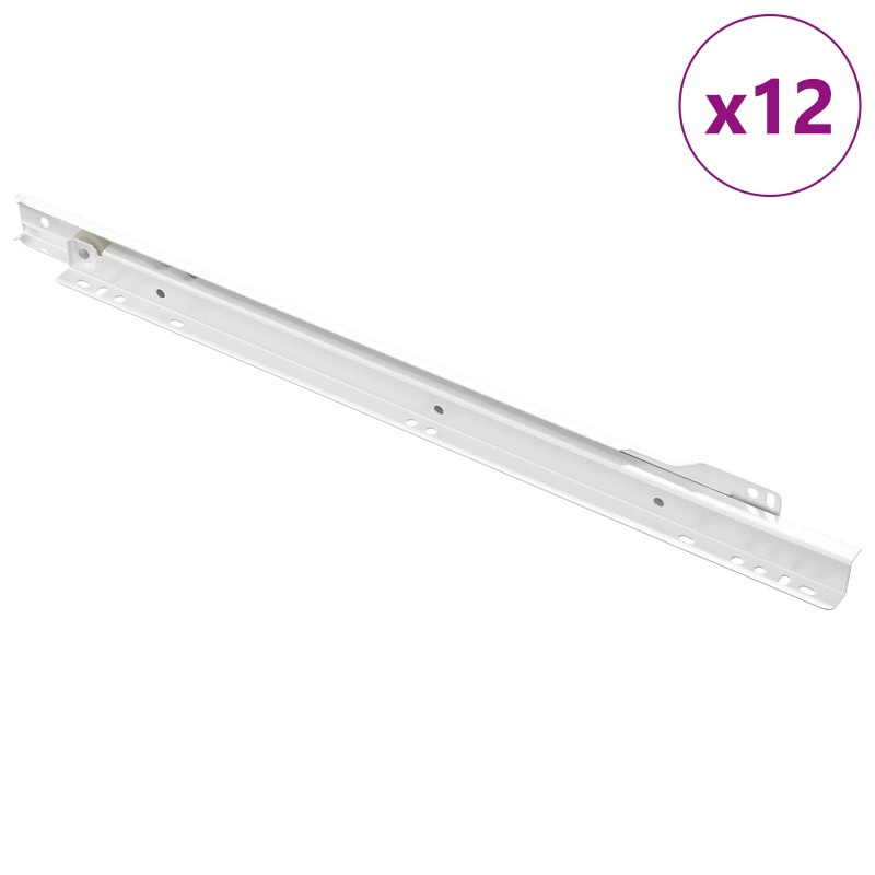 vidaXL Οδηγός Συρταριού 12 τμχ. Λευκό 400 mm Ατσάλι