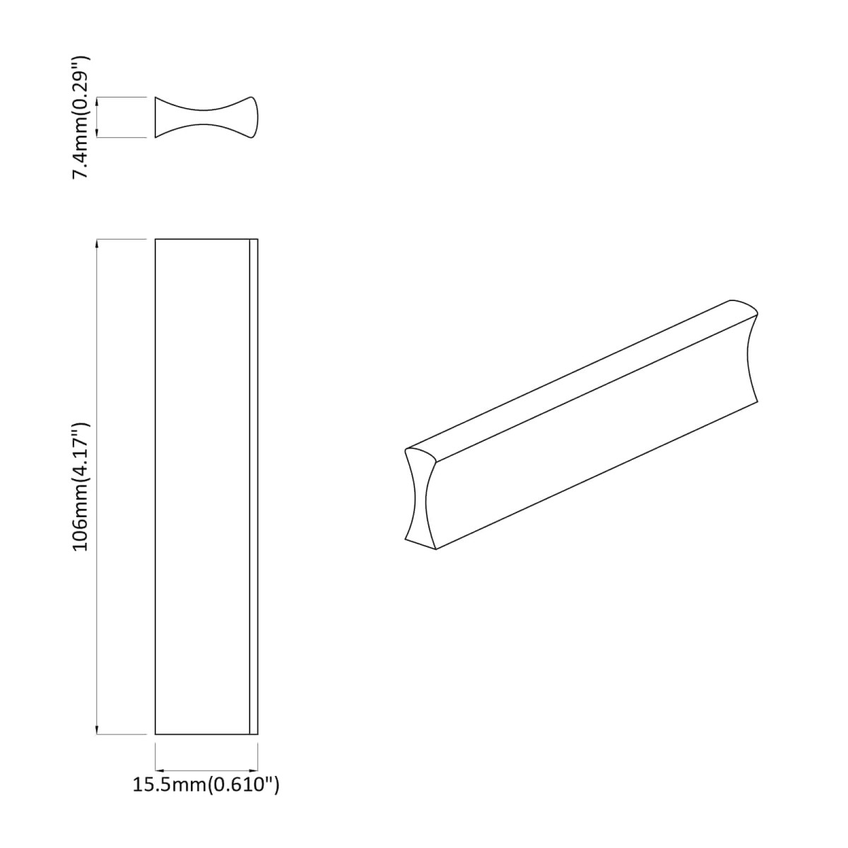 vidaXL Λαβή 973 τμχ. Μαύρο 106 x 7,4 x 15,5 mm Αλουμίνιο