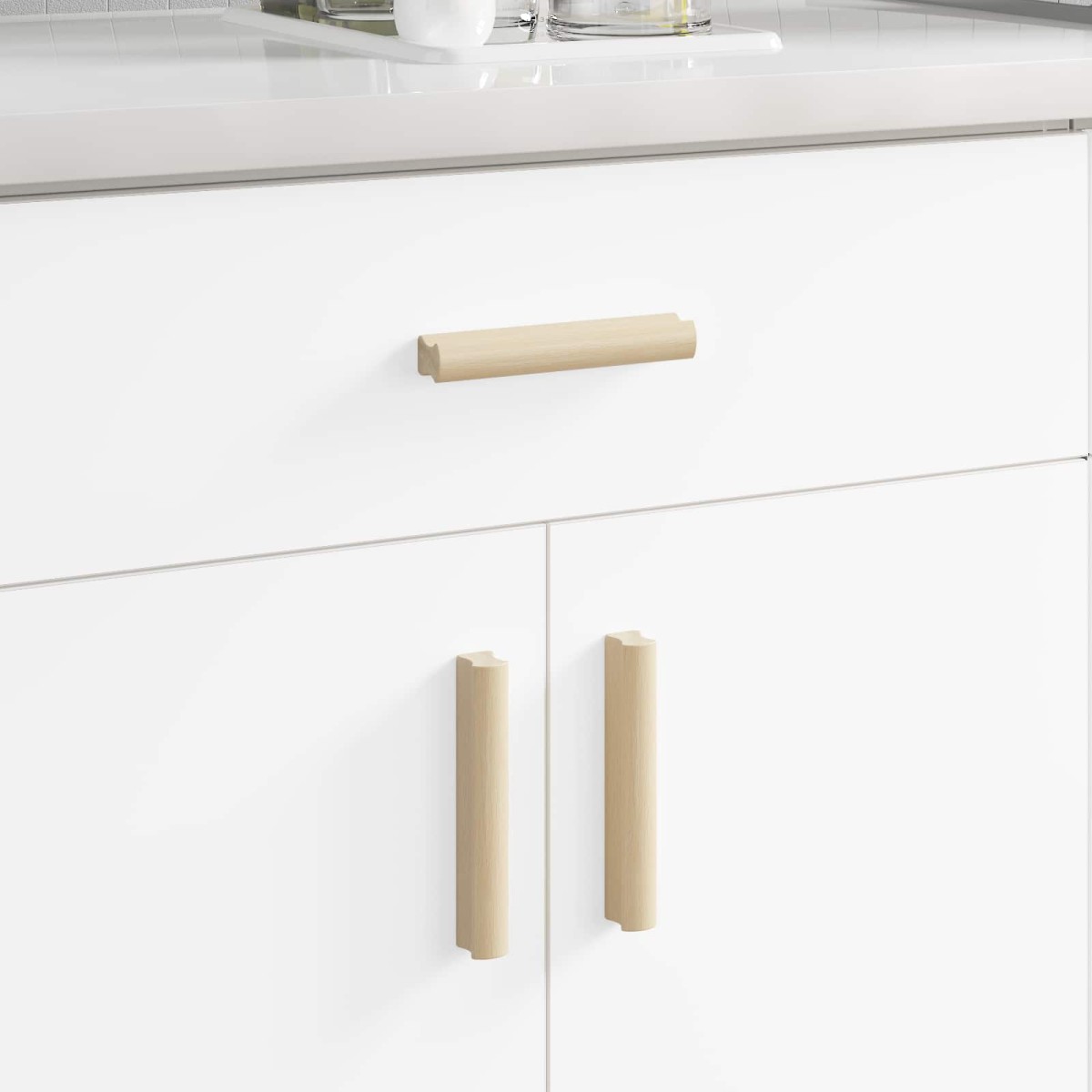 vidaXL Ευθεία Λαβή 2 τμχ. Φυσικό Χρώμα Ξύλου 130 x 25 x 30 mm