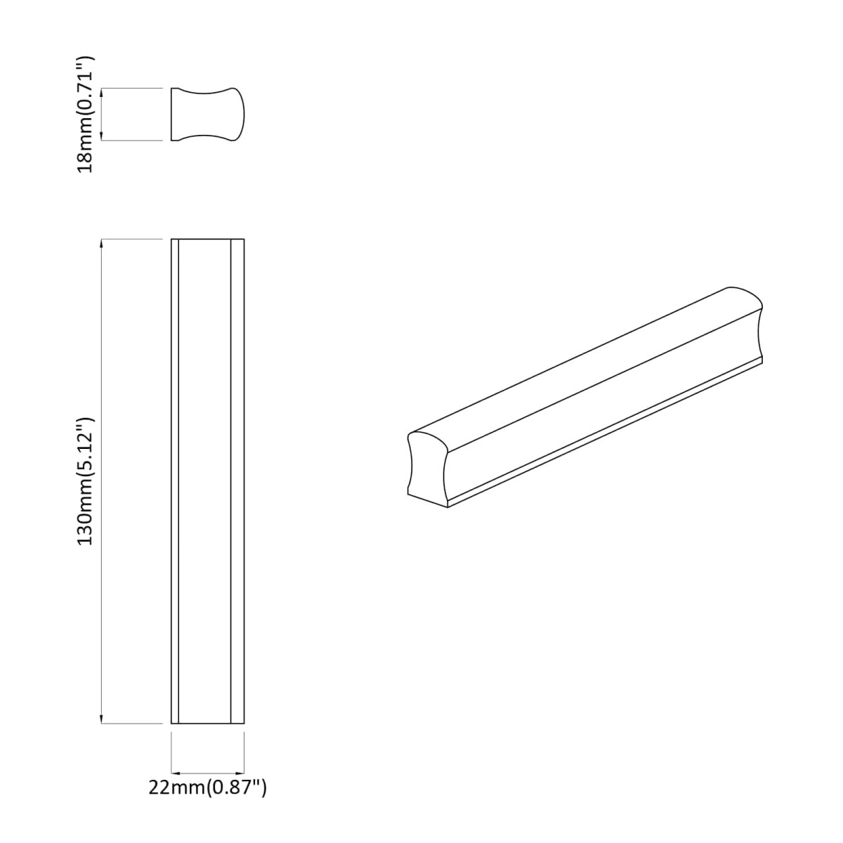 vidaXL Ευθεία Λαβή 587 τμχ. Φυσικό Χρώμα Ξύλου 130 x 25 x 30 mm