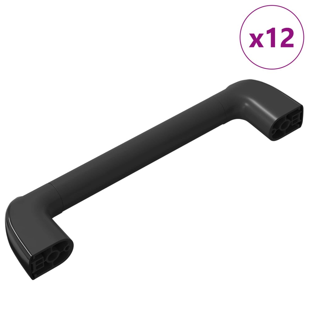 vidaXL Λαβή Μονόχρωμο 12 τμχ. Μαύρο 380 x 34 x 85 mm Αλουμίνιο και PP