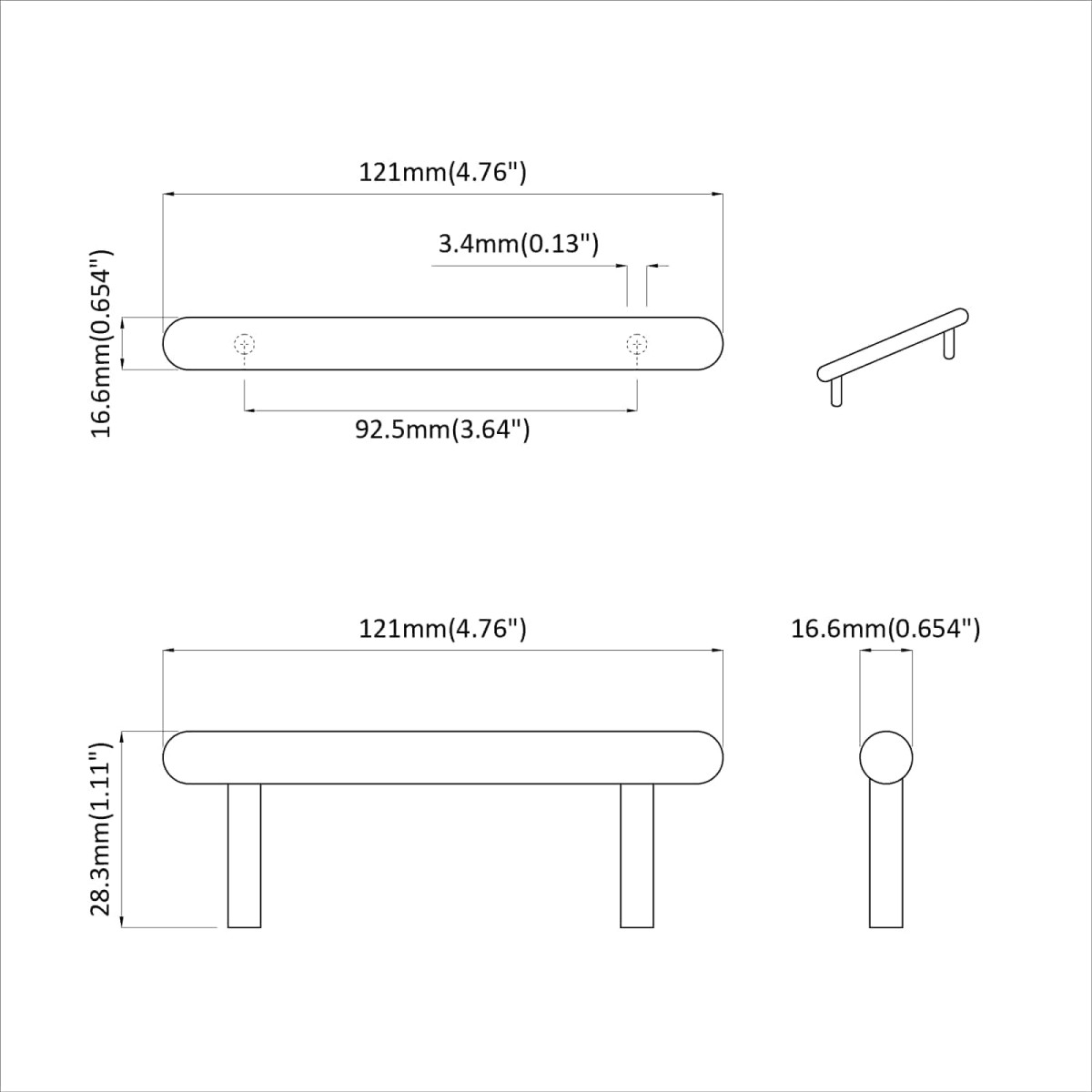 vidaXL Χειριστήριο Ντουλάπας 474 τμχ. Μαύρο 121 x 16.6 x 28.3 mm