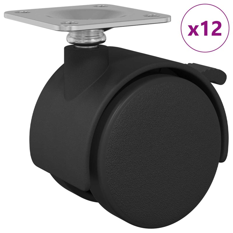 vidaXL Τροχός 12 τμχ. Μαύρο 39,5 x 39,5 x 37,8 χιλ