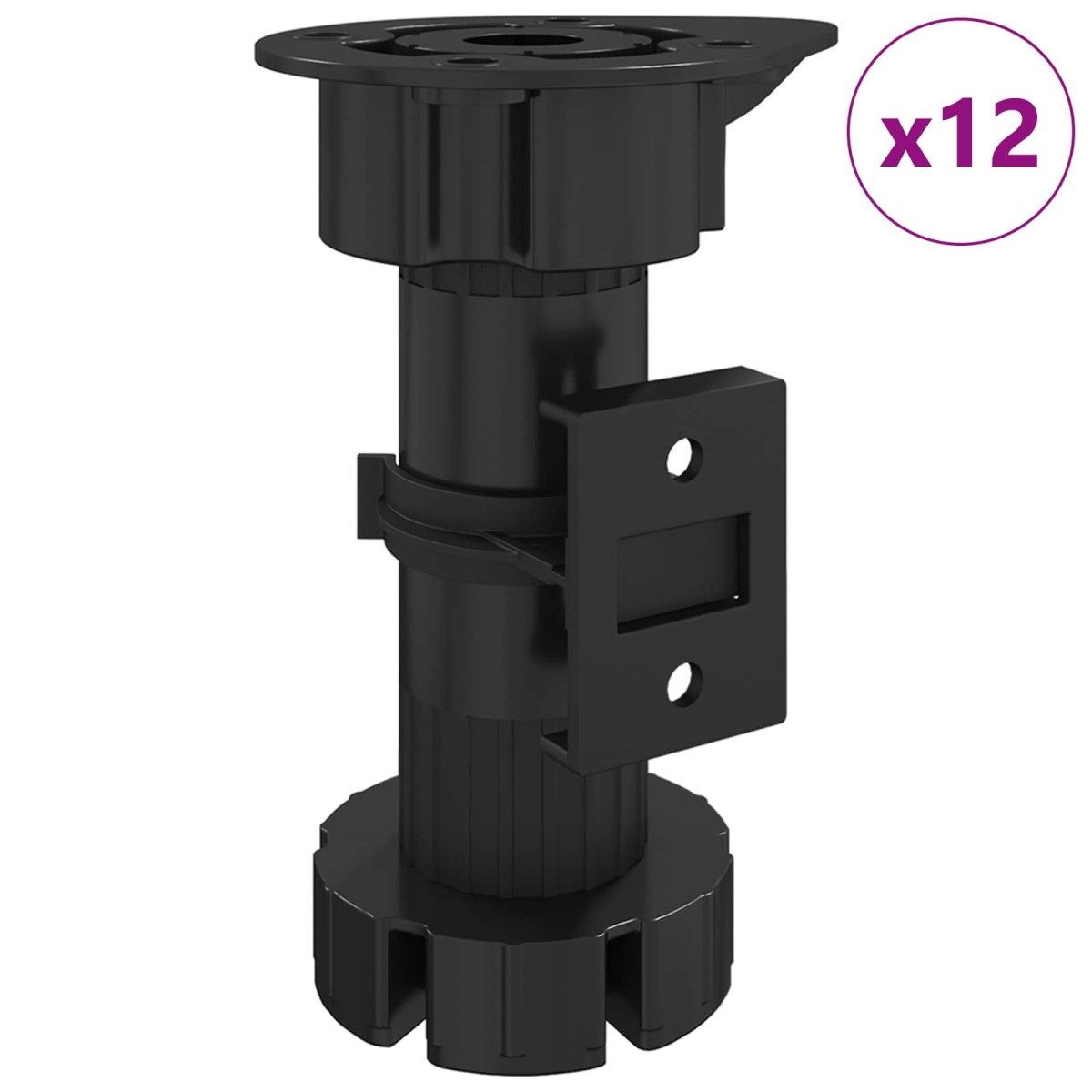 vidaXL Πόδια Επίπλων Ρυθμιζόμενο 12 τμχ. Μαύρο 46 x 46 x 128 mm PP