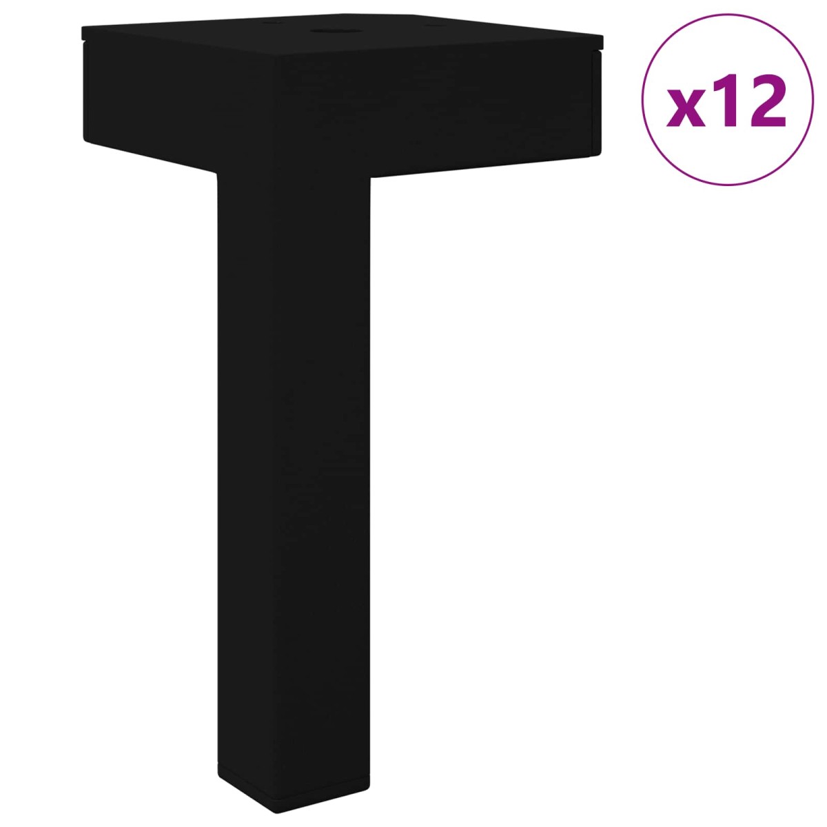 vidaXL Στηρίγματα 12 τμχ. Μαύρο 57 x 57 x 100 mm Σίδερο