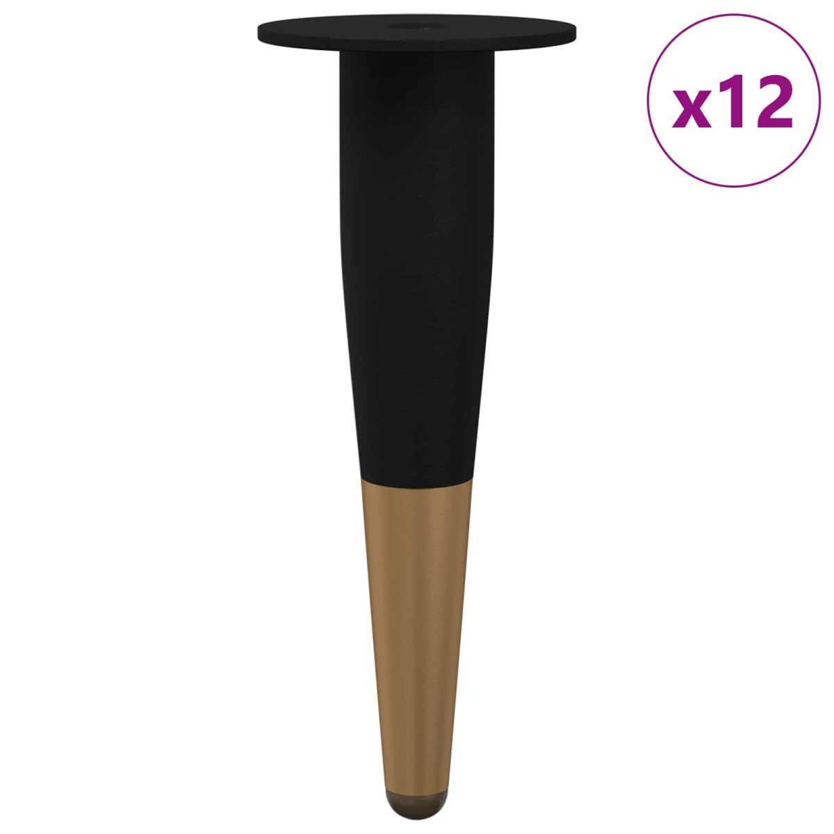 vidaXL Πόδια Επίπλων 12 τμχ. Μαύρο και Χρυσό Ø 40 x 98 mm Σίδερο