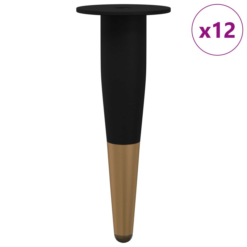 vidaXL Πόδια Επίπλων 12 τμχ. Μαύρο και Χρυσό Ø 40 x 98 mm Σίδερο