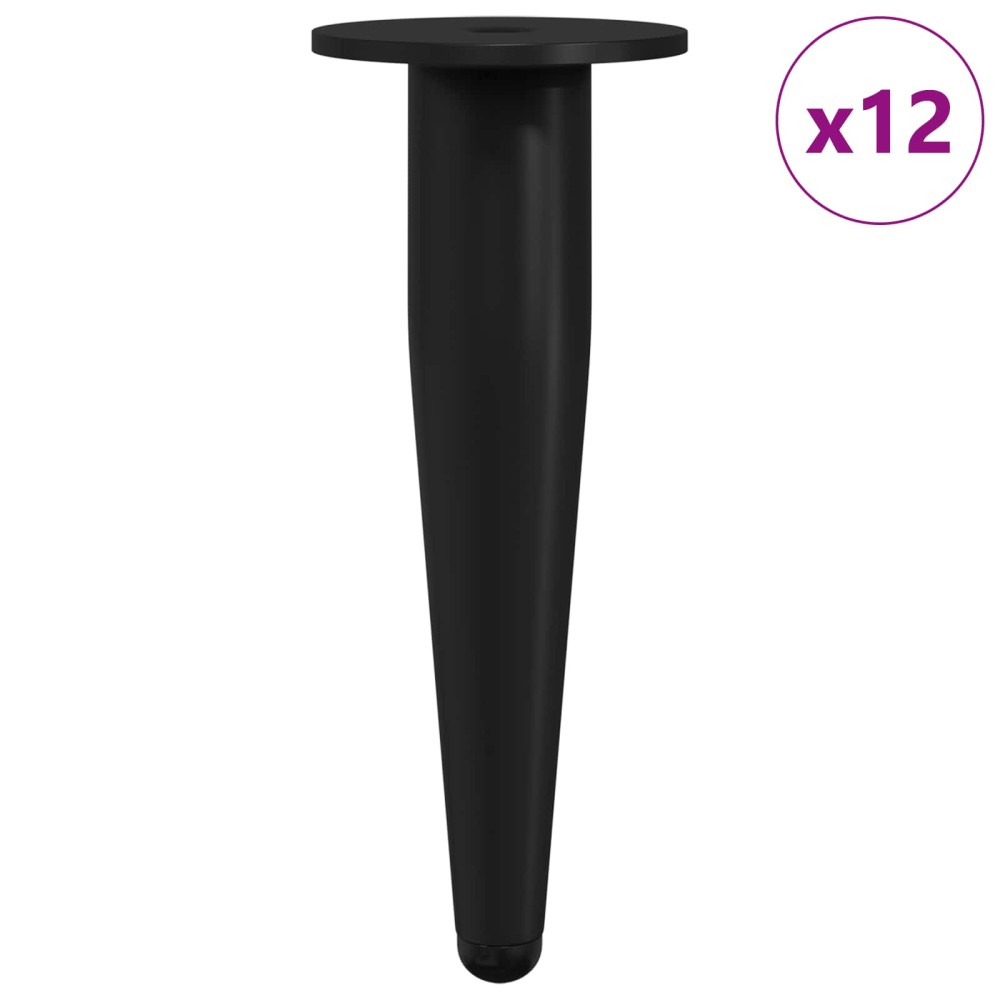 vidaXL Πόδια Επίπλων 12 τμχ. Μαύρο Ø 40 x 98 mm Σίδερο