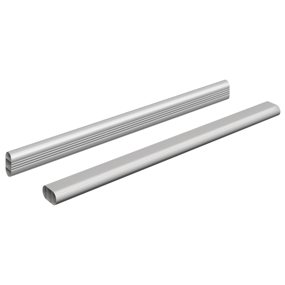 vidaXL Ράβδος Ντουλάπας 2 τμχ. Ασημί 464 x 15 x 29 mm