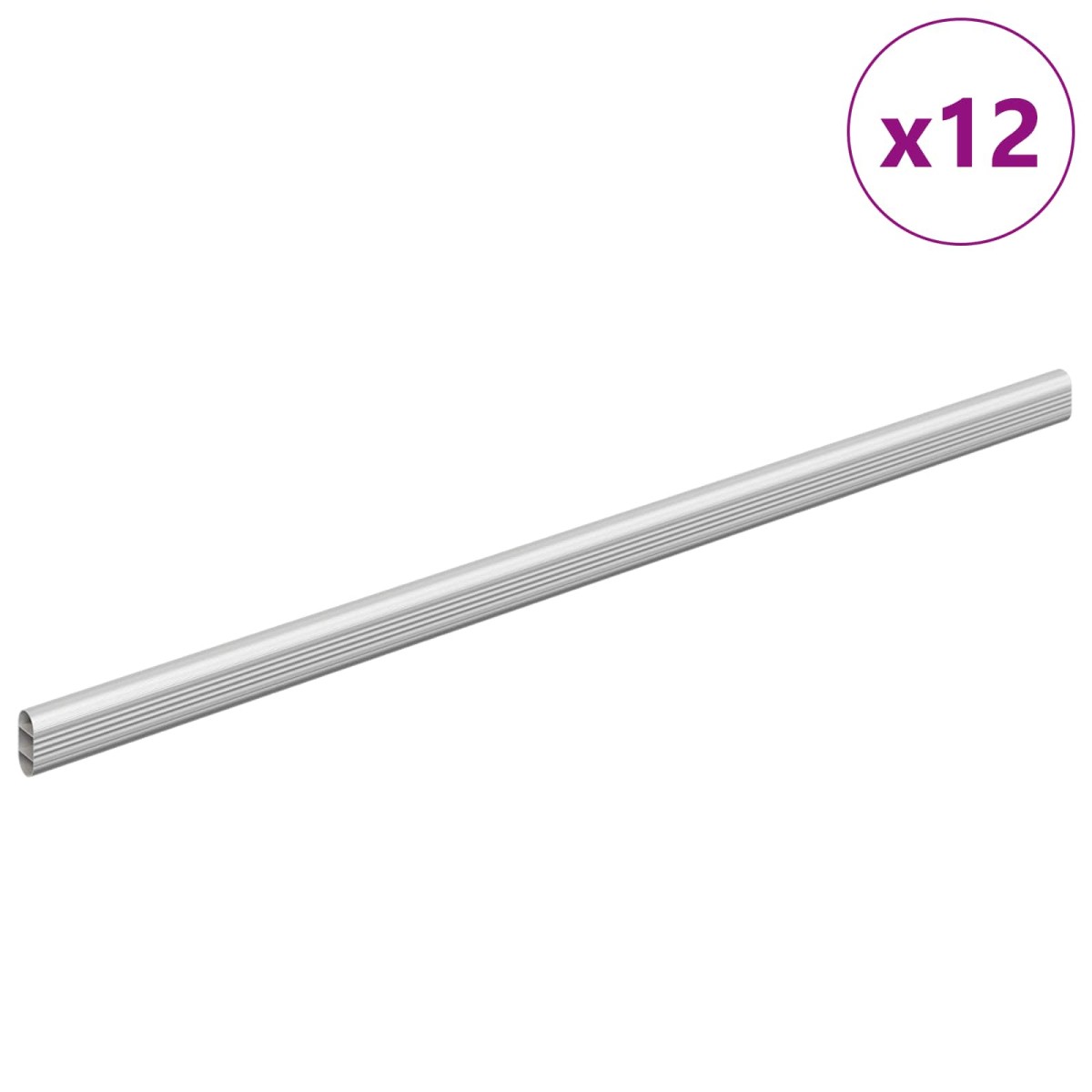 vidaXL Ράβδος Ντουλάπας 12 τμχ. Ασημί 472 x 15 x 29 mm