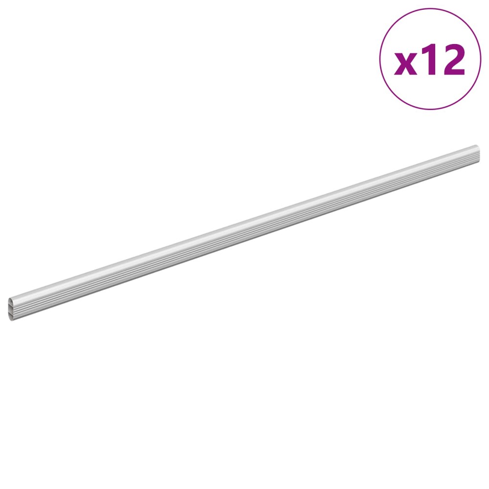 vidaXL Ράβδος Ντουλάπας 12 τμχ. Ασημί 764 x 15 x 29 mm