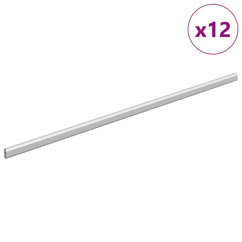 vidaXL Ράβδος Ντουλάπας 12 τμχ. Ασημί 864 x 15 x 29 mm