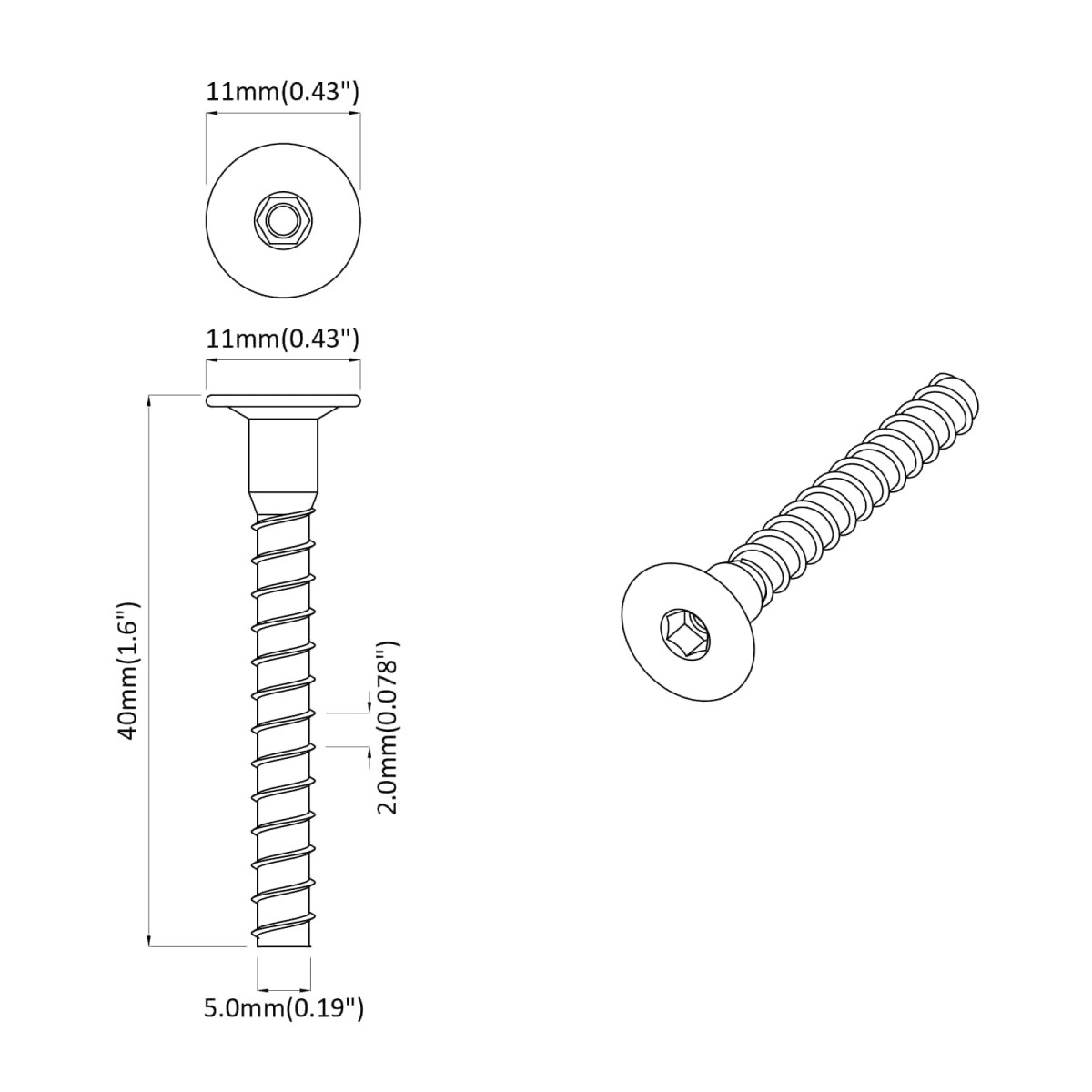 vidaXL Βίδα 2 τμχ. Επικαλυμμένο με ψευδάργυρο 5 x 40 mm Σίδερο