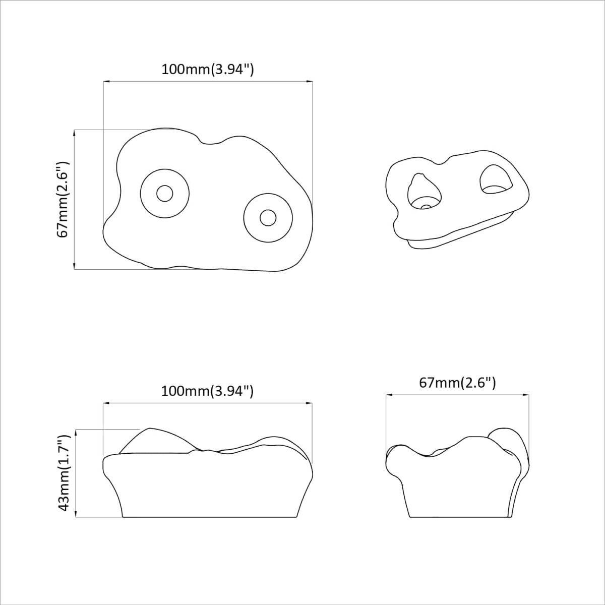 vidaXL Βάσεις αναρρίχησης 2 τεμ. Πορτοκαλί 100 x 67 x 43 mm PP