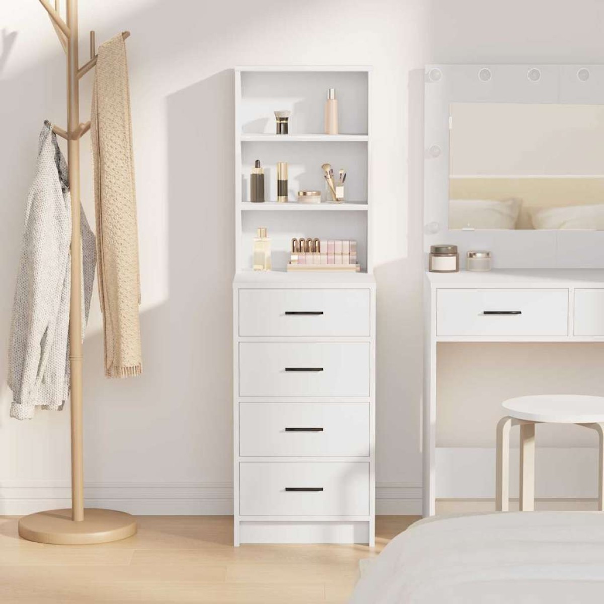 vidaXL Highboard Λευκό 40 x 41 x 135 εκ. Επεξεργασμένο Ξύλο