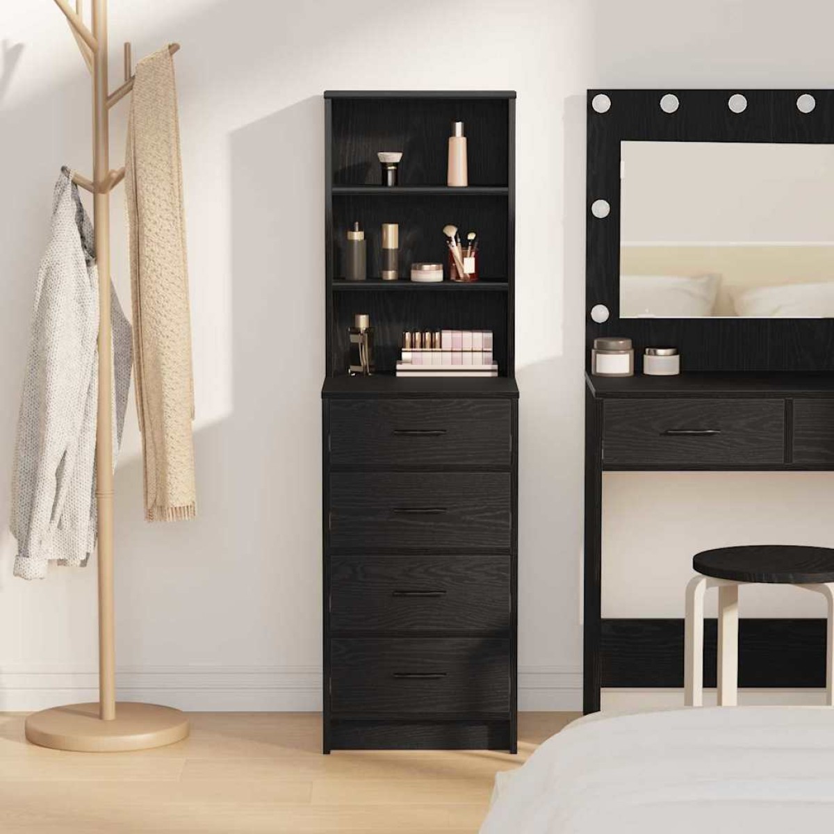vidaXL Highboard Μαύρη δρυς 40 x 41 x 135 εκ. Επεξεργασμένο Ξύλο