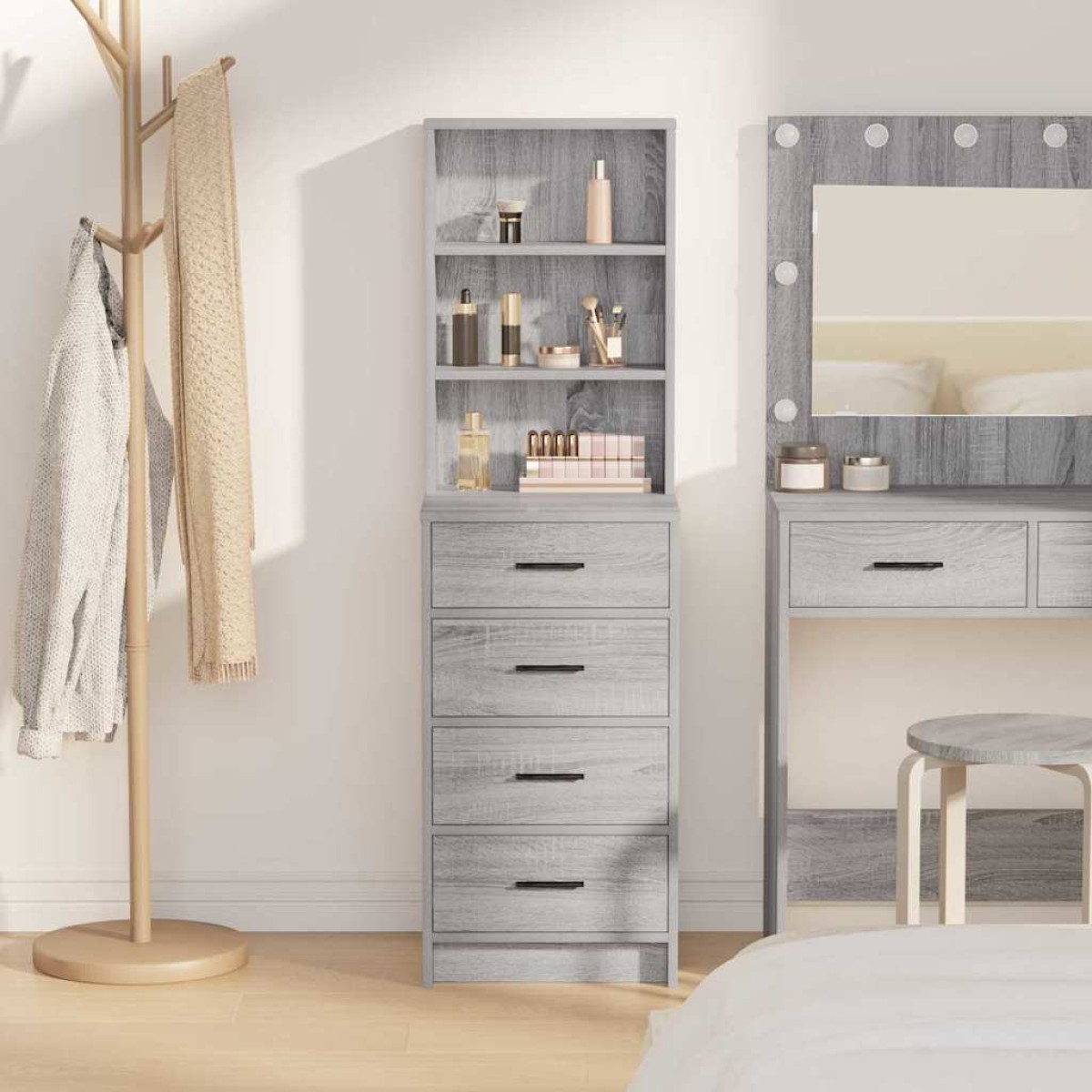 vidaXL Highboard Γκρι sonoma 40 x 41 x 135 εκ. Επεξεργασμένο Ξύλο