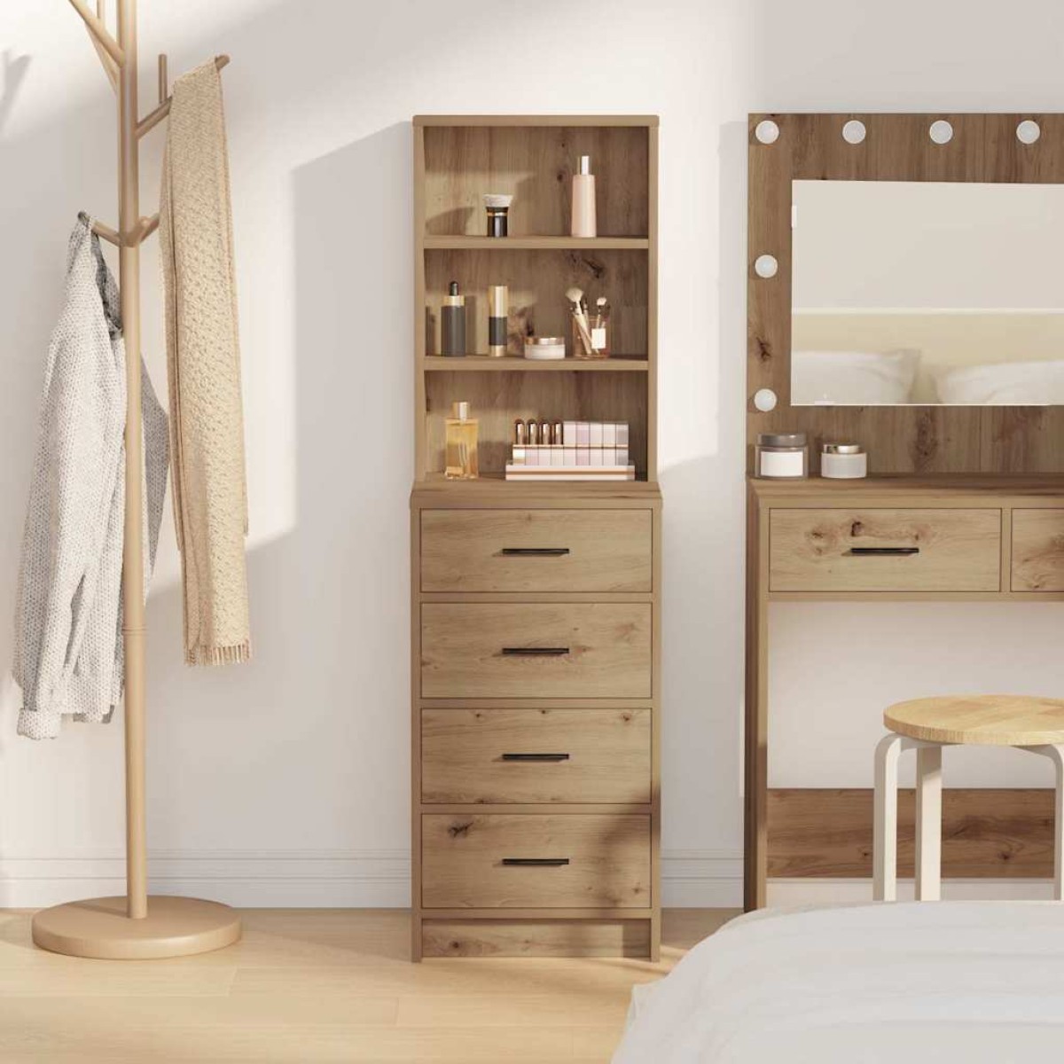 vidaXL Highboard artisan δρυς 40 x 41 x 135 εκ. Επεξεργασμένο Ξύλο