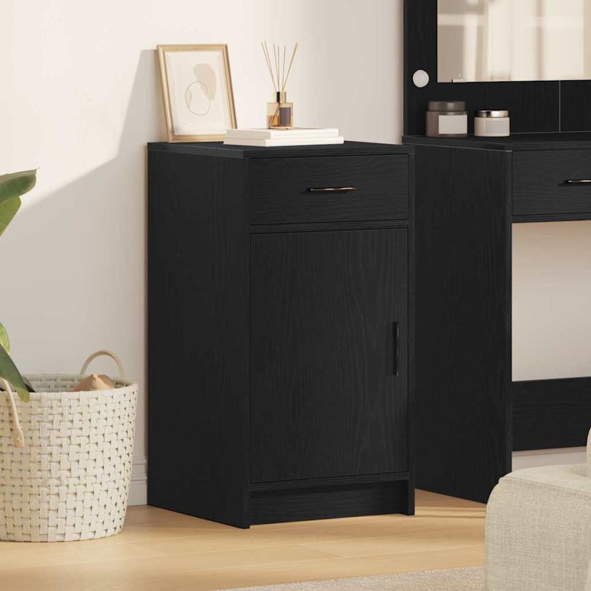 vidaXL Πλαϊνό γραφείο Μαύρη Οξυά 40 x 40.5 x 75 εκ Επεξεργασμένο Ξύλο