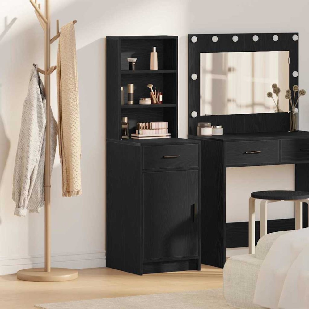 vidaXL Highboard Μαύρη Οξυά 41 x 40 x 135 εκ Επεξεργασμένο Ξύλο