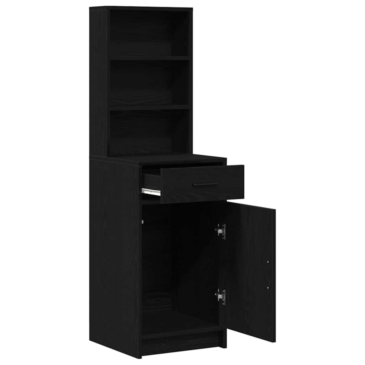 vidaXL Highboard Μαύρη Οξυά 41 x 40 x 135 εκ Επεξεργασμένο Ξύλο